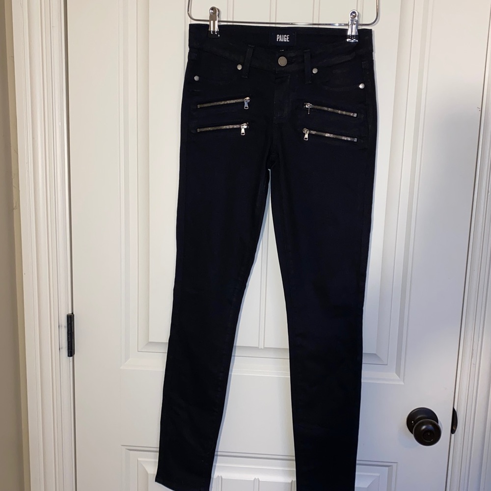 Paige Edgemont skinny mid-rise black jeans
